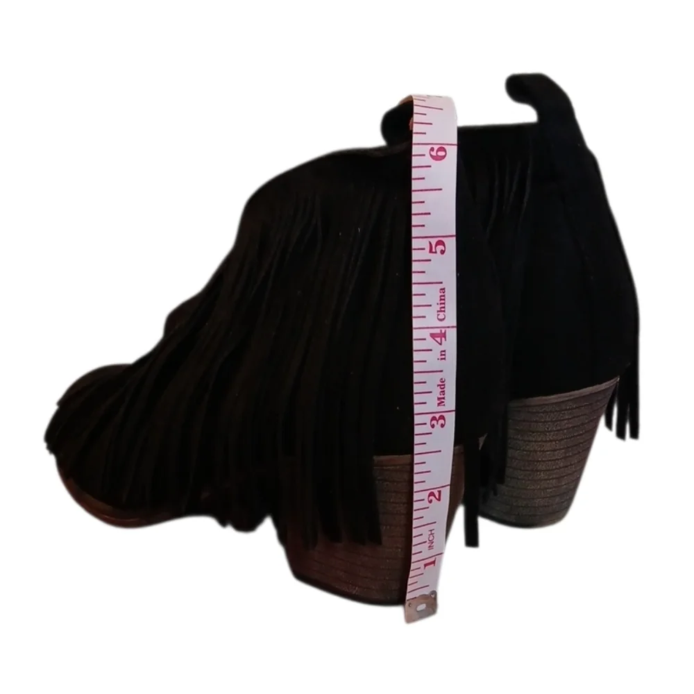 Mata Black Fringe‎ Ankle Boots Size 7 Womens